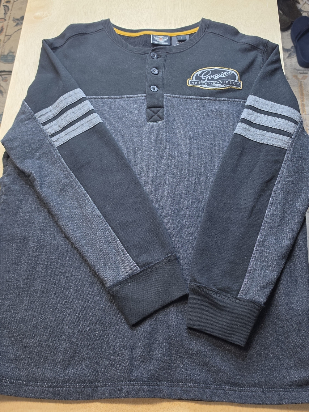 Harley-Davidson Men’s Black & Charcoal Henley Pullover Shirt